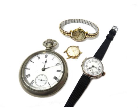 A Rolex silver circular cased lady's wristwatch, the jewelled movement detailed 'Rolex 15 jewels, Swiss Made', the enamelled 