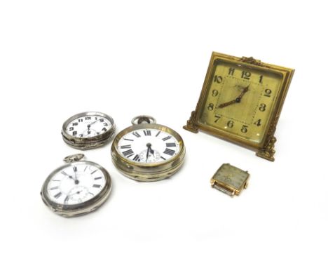 A Hirco 9ct gold square cased gentleman's wristwatch, the signed square dial with gilt Arabic numerals, two silver cased, key