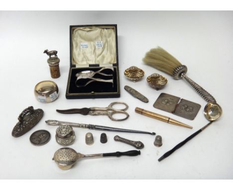 Mostly silver and silver mounted wares, including; a Scottish toddy ladle with a twisted whale bone handle, possibly Edinburg