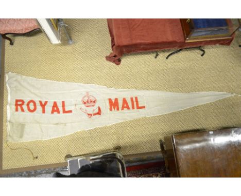 An Aldis Bros Ltd signal lamp, boxed c/w spare red filter lens and bulb to/w a 'Royal Mail' ships pennant (2)