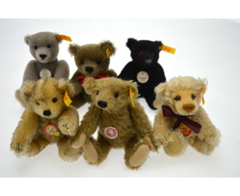 Six Steiff miniature teddy bears including Petsy 1928, 1912 bear, Millennium 1999 bear, Richard Steiff teddy etc. (6)