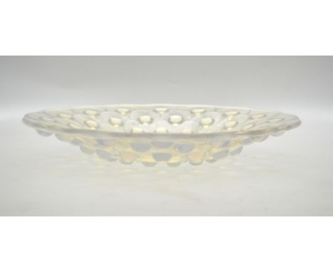 Lalique, France 'Plumes de Paon' circular opalescent glass dish, engraved R. Lalique, France to centre, 30.5 cm dia. Conditio