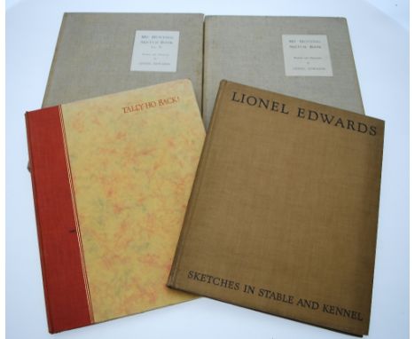 Edwards, Lionel: 'My Hunting Sketch Book' 2 vols Eyre & Spottiswoode Ltd, 1928, beige cloth, 4to, to/w 'Tally-Ho Back' by Ran