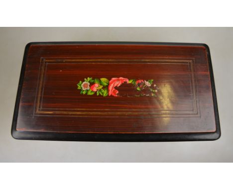A late 19th century Swiss cylinder music box playing six airs in ebonised simulated-rosewood case, the cylinder 9.5 cm long, 