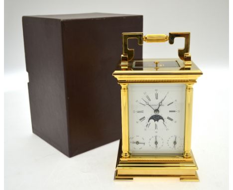 Mappin & Webb, a lacquered brass repeating calendar carriage clock, the eleven jewel twin cylinder escapement movement striki