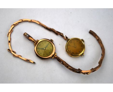 A lady's 18ct gold wristwatch with 15-jewel Swiss 'Peak' movement, on 9ct gold expanding bracelet strap, to/w a 9ct gold lady