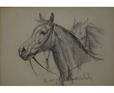 Lucy Kemp-Welch (1869-1958) - Study of horses' heads, pencil sketch, signed lower centre, 11.5 x 16 cm  Condition Report Disc