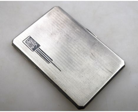 An Art Deco engine-turned silver cigarette case, Smith & Bartlam, Birmingham 1941, 6.3 oz