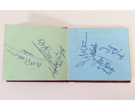 Football Autograph Book, 1950s era containing ink signatures from Accrington Stanley, Bury, Colchester United, Barnsley etc (