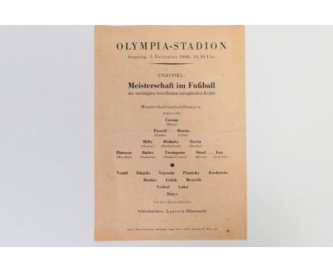 Football Programme, England v Czechoslovakia played in the Olympic Stadium Berlin 3 rd November 1946 (1) Good