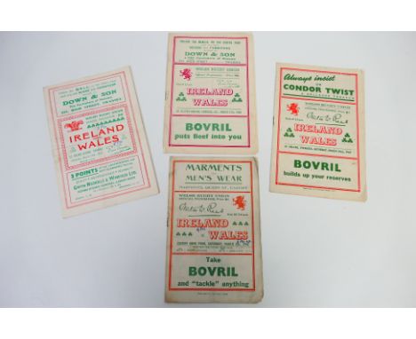 Rugby Union Programmes, Wales homes versus Ireland, 1946, 1947, 1949 and 1953 (4) Good