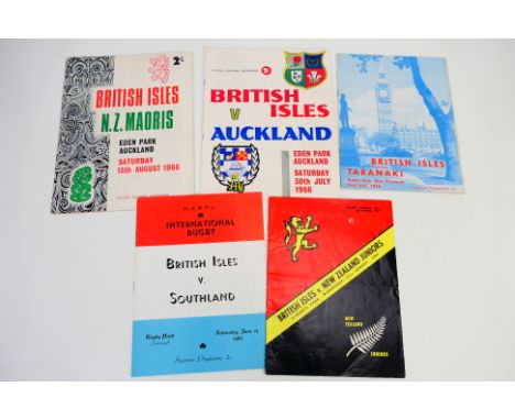 Rugby Union Programmes, British Lions programmes 1966 versus Auckland, NZ Maoris, Southland, Taranaki and
NZ Juniors (5) Good