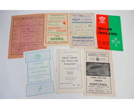 Rugby Union Programmes, Includes Cardiff v South Africa 1951, Wales v Ireland 1946, Redruth v Penzance &amp; Newlyn 1948 plus