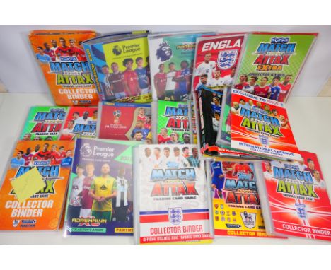 Football Cards, A large box of 19 albums of Topps and Panini trading card albums, most are either full or near to full, 1000s