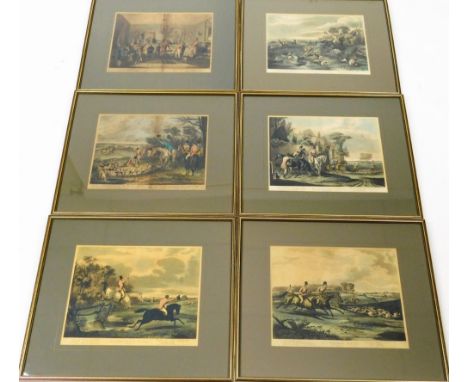 After Calcroft-Turner.  Bachelor's Hall, hunting prints, lithographs, 26cm x 37cm.  (6)