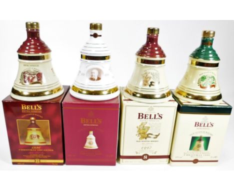 Four various boxed Wade Bells Scotch whisky decanters, to include Christmas 1998, 21cm H, etc.  (4)