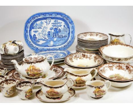 Various Royal Worcester Palissy dinnerware, to include grouse transfer printed pieces, bowls, 25cm W, gravy boats, graduated 