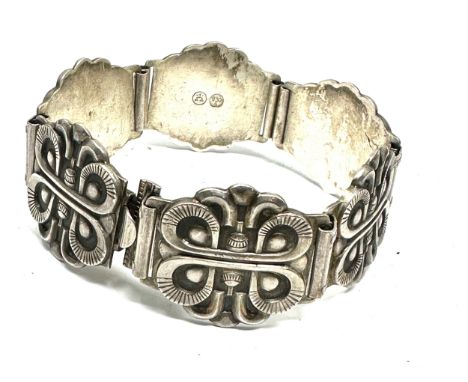 Vintage 830s designer silver butterfly panel bracelet weight 45g