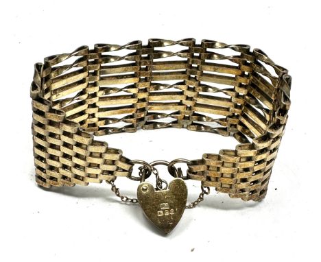 Vintage silver & gold gilt wide Gate bracelet weight 30g