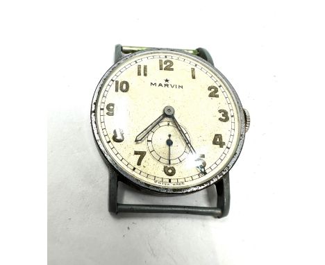 Vintage  Marvin gents  Military Style wristwatch the wathc is ticking