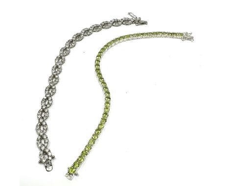 2 vintage silver &amp; gemstone set tennis bracelets weight