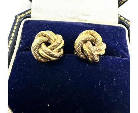 vintage 9ct gold large knot earrings studs weight 1.9g