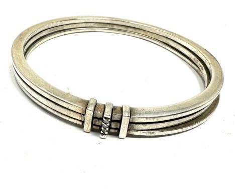 Vintage 3 band diamond silver bangle weight 51g