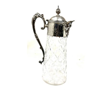Vintage silver plated cut glass claret jug