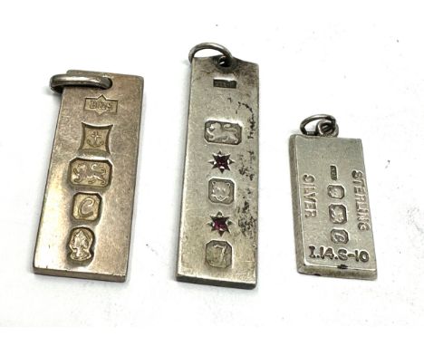 3 vintage silver ingot pendants