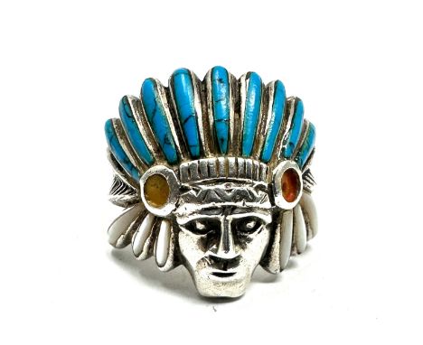 Large Vintage Navajo red indian silver ring