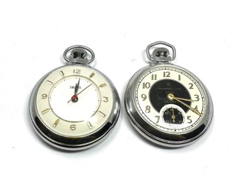 2 Vintage pocket watches smiths &amp; ingersoll both ticking in good condition