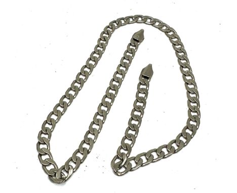 Vintage silver curb link necklace chain weight 32g measures approx 50cm