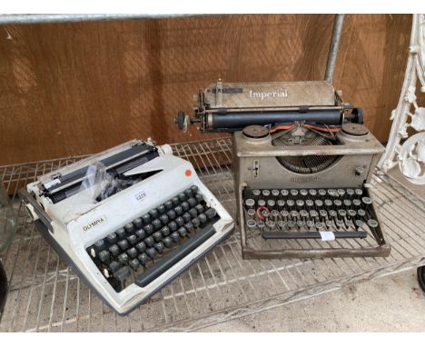 A VINTAGE IMPERIAL TYPEWRITER AND A FURTHER RETRO OLYMPIA TYPEWRITER 