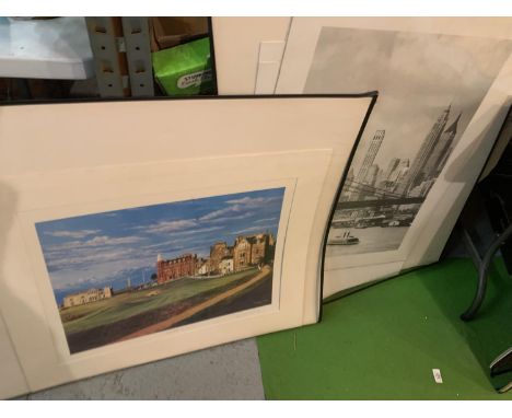 A SELECTION OF MOUNTED PRINTS TO INCLUDE OLD NEW YORK, ST ANDREWS SIGNED RICHARD CHORLEY 