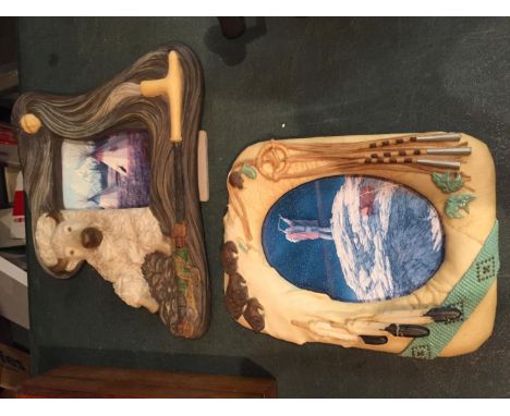 TWO 3D FRAMES WITH NATIVE AMERICAN STYLE PRINTS 