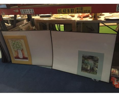 TWO MOUNTED PRINTS ONE OF WHICH IS SIGNED IN A LARGE ART FOLDER 