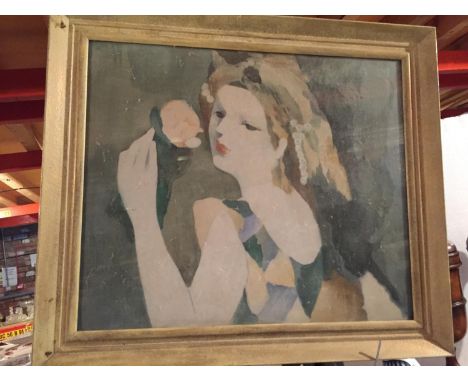 A LARGE FRAMED PORTRAIT OF A WOMAN 64CMX55CM 