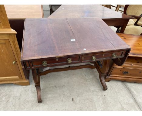 A 19TH CENTURY ROSEWOOD AND CROSSBANDED SOFA TABLE A/F 