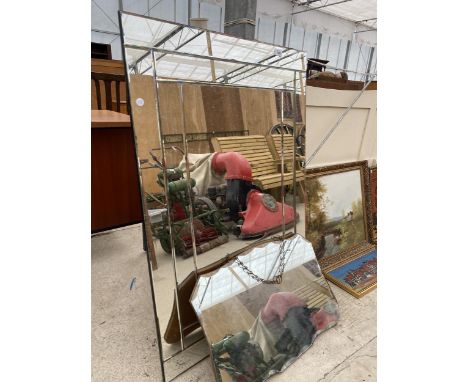 A LARGE DECORATIVE MIRROR AND A FURTHER ART DECO BEVELED EDGE MIRROR 