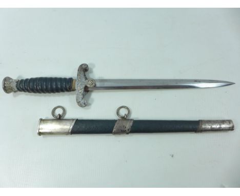 A RARE WWII NAZI GERMANY LAND CUSTOMS DAGGER, 25CM DOUBLE EDGED BLADE, COMPLETE WITH SCABBARD, ACCORDING TO THE VENDOR FOUND 