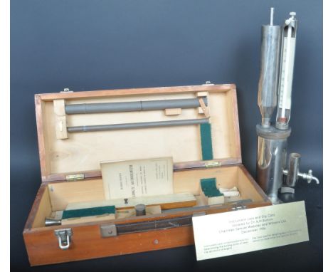 An 20th century Joseph Long 'Long's Alcoholmeter' of tubular chrome manufacture with glass thermometer with original instruct