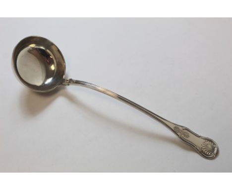 Silver soup ladle of single struck Kings pattern by J. Muir Glasgow 1844.&nbsp;9oz. 