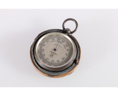 Pocket aneroid barometer and altimeter by Army &amp; Navy No. 5434 in silver, 1889. 51mm. 