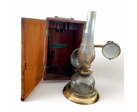 Collins Bockett Microscope Lamp, a boxed late 19th Century Collins Bockett Microsope Lamp, engraved to base ‘ Collins London 