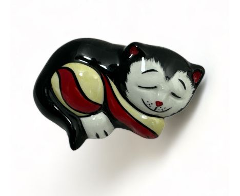 Lorna Bailey, Sleeping Cat ceramic figurine. Limited edition 4/4, signed Lorna Bailey to base. Height 5cm, length 10.5cm.