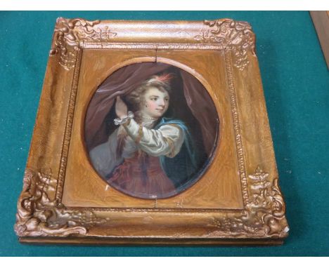 19th CENTURY GILT FRAMED OIL ON PANEL PORTRAIT, UNSIGNED 