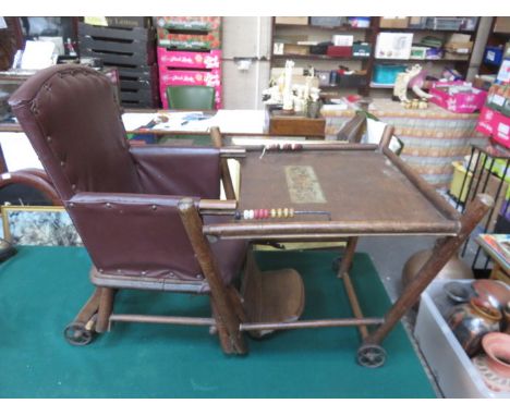 VICTORIAN CHILD'S METAMORPHIC CHAIR/COMMODE/PLAY TABLE (AT FAULT)    