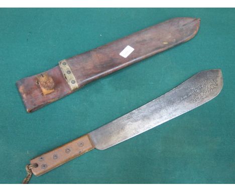 VINTAGE MILITARY KNIFE WITH LEATHER SCABBARD, BLADE STAMPED ENDURE JOSH BEAL &amp; SONS, SHEFFIELD 