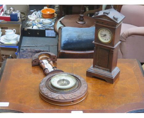 MINIATURE 'MERCEDES' LONGCASE CLOCK AND BAROMETER 