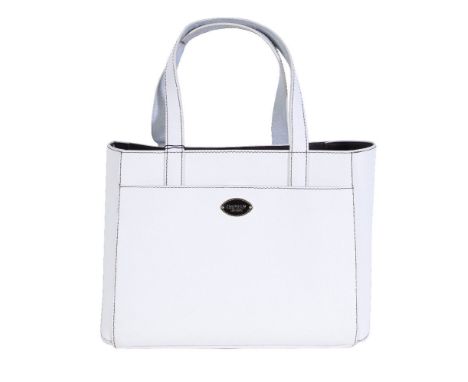 Osprey, Isola, a white pebble grain leather tote bag, with twin loop handles, a magnetic button fasten front pocket, opening 